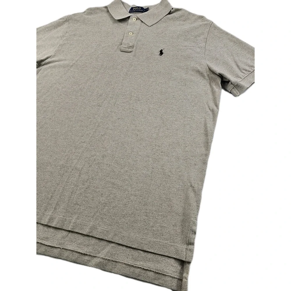 Polo Ralph Lauren Men's Large Tan Khaki Brown Pony Marled Polo Golf Shirt‎